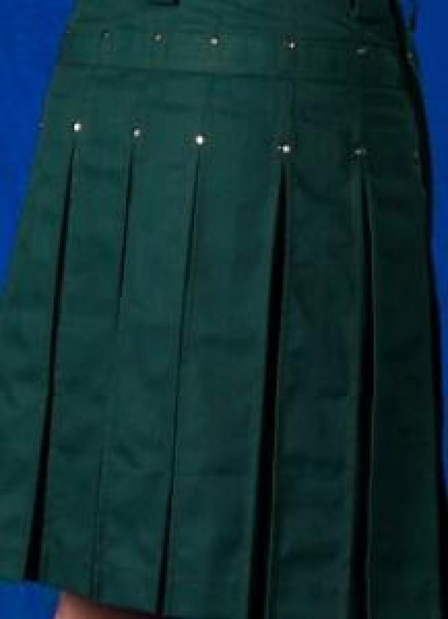 XL Forest Green Kilt w/Antique Brass Rivets